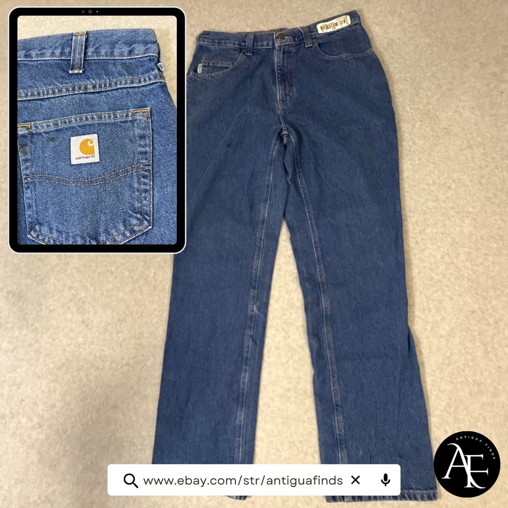 Carhartt Mens Relaxed Fit Straight Leg Blue Denim Jeans Medium Wash 31x31